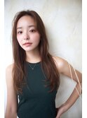 酸性ストレート/縮毛矯正/内巻きストレートセミロング/髪質改善