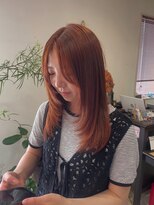 マイ ヘア デザイン 岡崎(MY hair design) アプリコットオレンジ*セミロングレイヤーカット*20代30代