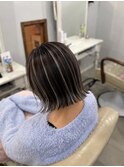 切りっぱなし　ボブ　ハイライト　担当松田