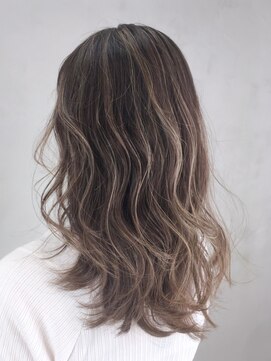 アルバム 銀座(ALBUM GINZA) ハイライトロング_ネイビーカラーフレンチボブ_ba238852