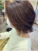 レイヤーボブ くびれミディ こなれヘア ピンクブラウン