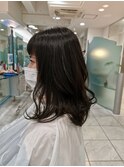 ぱっつん前髪 柔らかセミロング