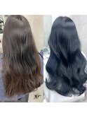 髪質改善カラー　ネイビーブラック
