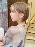 海外ヘア ハイトーン耳掛けボブ プラチナブロンド t519