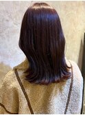 ボルドーカラー　ブリーチなしダブルカラー　ミディアムレイヤー