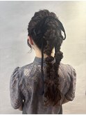 ＊ツインポニーテール　編み下ろし＊宮益坂ヘアセット　妹尾