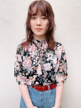 フェンヘアーアイス 中目黒(Fen.hair ici) 20代30代大人可愛いロングウルフくせ毛風パーマピンクベージュ