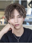 大分メンズセンターパートツイストスパイラルパーマメッシュ