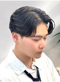 刈り上げセンターパートフェザーパーマニュアンスパーマ韓国