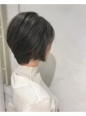 簡単 ショート 奥行きショート アッシュ 暗髪 前下がり 大人ボブ