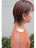 切りっぱなしボブ×透明感ベージュ