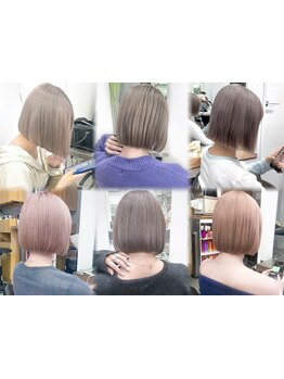 繊細なカット技術で360度完璧のボブ×デザインカラーで高い似合せ！前髪や顔周りに拘り圧倒的小顔☆