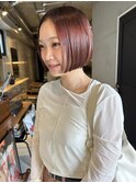 シンプルボブ_切りっぱなしボブ_暖色ボブ_