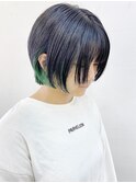 【松戸 ムラマツ】ショートボブ インナーカラーグリーン
