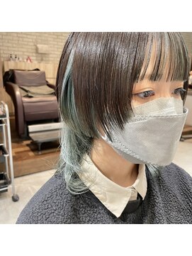 アデプト 金町店(adept) 【adept金町店　石崎Style】ウルフ×インナーグリーンカラー