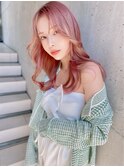 【kumu】ピンクベージュ×韓国風レイヤーウザバング.