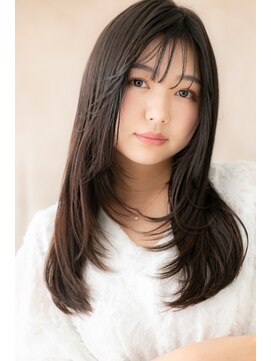 モッズヘア 越谷(mod's hair) 黒髪アッシュブラック前下がりレイヤーロングZ越谷20代30代40代