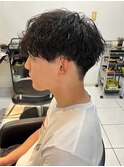 波巻きパーマ メンズパーマ メンズカット ショートバング 眉毛