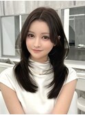 ミディアムレイヤー　ワンカール　センター分け前髪『桔川 恒』