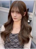 ワンホンレイヤー/ミルクグレージュ/韓国巻き/顔周りカット