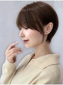 Say.クールショート顔周りカット前髪ウォームベージュショート