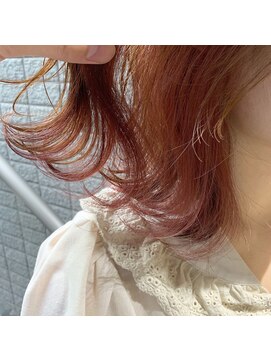 ヘアアンドメイク シークネクスト(HAIR&MAKE SeeK NEXT) 【NEXT×門井】外ハネボブ×インナーカラー ピンク 暖色系カラー