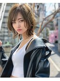 大人かわいい前髪セシルカットココアブラウンフリンジウェーブ