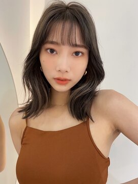 ノク 渋谷(nok) くびレイヤー_オリーブベージュレイヤーカットウェットヘア