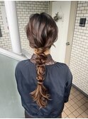 編みおろし ロングヘア ルーズヘア 玉ねぎ編みおろし