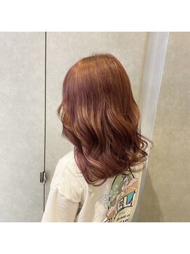 ジールサロン つくば本店 ミディアムボブ×ピンクベージュ