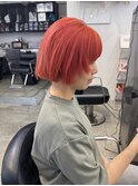 ブリーチデザインカラーピンクヘアサーモンピンク