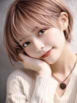 ムーン 仙台一番町店(OON) 丸みショート/ピンクベージュ/ピンクブロンド/小顔カット/仙台