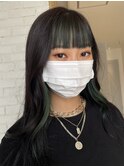 GREEN 前髪インナー＋イヤリングカラー