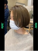 テテ(.tete)&nbsp;お客様スタイル【ターコイズオリーブ×オーバルボブ】