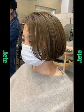 テテ(.tete) お客様スタイル【ターコイズオリーブ×オーバルボブ】