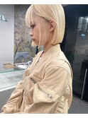 抜きっぱなしブロンド/切りっぱなしボブ［表参道駅］