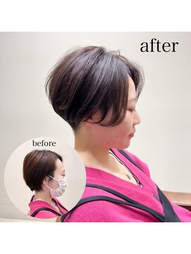 リュドール 栄(Rue D’or) 前髪なしスタイル大人かわいい丸みカットボリューム感