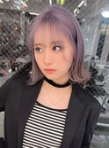 ハイトーン ラベンダーカラー 外ハネボブ シースルーバング