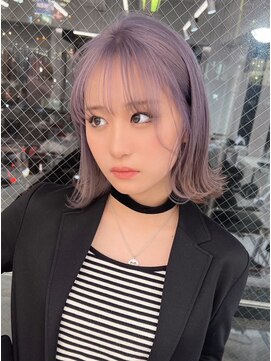 ランテルディ 渋谷(LANTERDIT) ハイトーン ラベンダーカラー 外ハネボブ シースルーバング