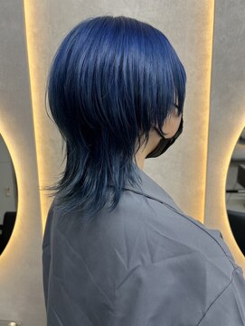 ルノン フィージュ(LUNON fieju) ネイビーブルー/ブリーチカラー/マッシュウルフ