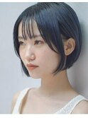 前髪ありツヤ感ブルージュショートミニボブ10代20代30代