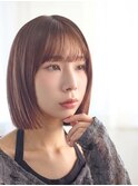 艶感ピンクブラウン×コンパクトボブで上品ヘア