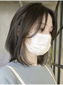 横浜西口白髪染めレイヤーボブウルフショートヘアッシュベージュ