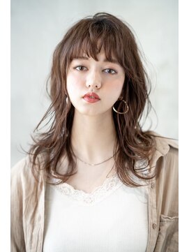 ケアリー 武蔵小杉(Carelly) 大人かわいい前髪セシルカットココアブラウンフリンジウェーブ