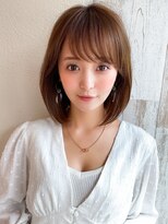 アフロート ディル(AFLOAT D'L)&nbsp;大人かわいいボブ フェザーバング カーキグレージュ 前髪あり