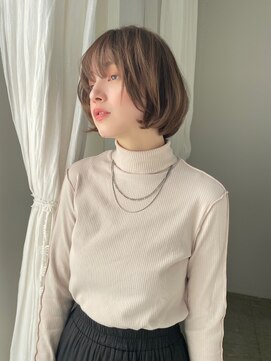 レビジュヘアー(LEVIJU HAIR) 大人かわいいワンカールグレージュカラーココアベージュミディ