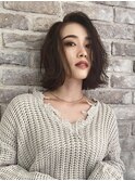 切りっぱなしボブ、透明感カラー、ナチュラルスタイル