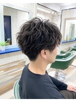 ルートヘア 辻堂店 韓国風マッシュパーマ黒髪ツーブロック束感☆