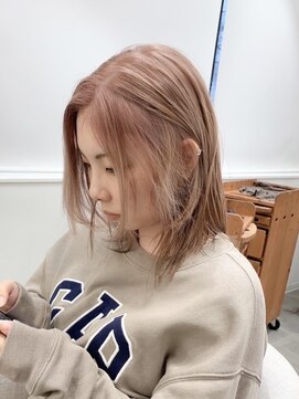 シア 新越谷店(SHEER) ミディアムレイヤー×ピンクベージュ