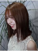 髪質改善縮毛矯正韓国風レイヤーカットダブルカラーベージュ